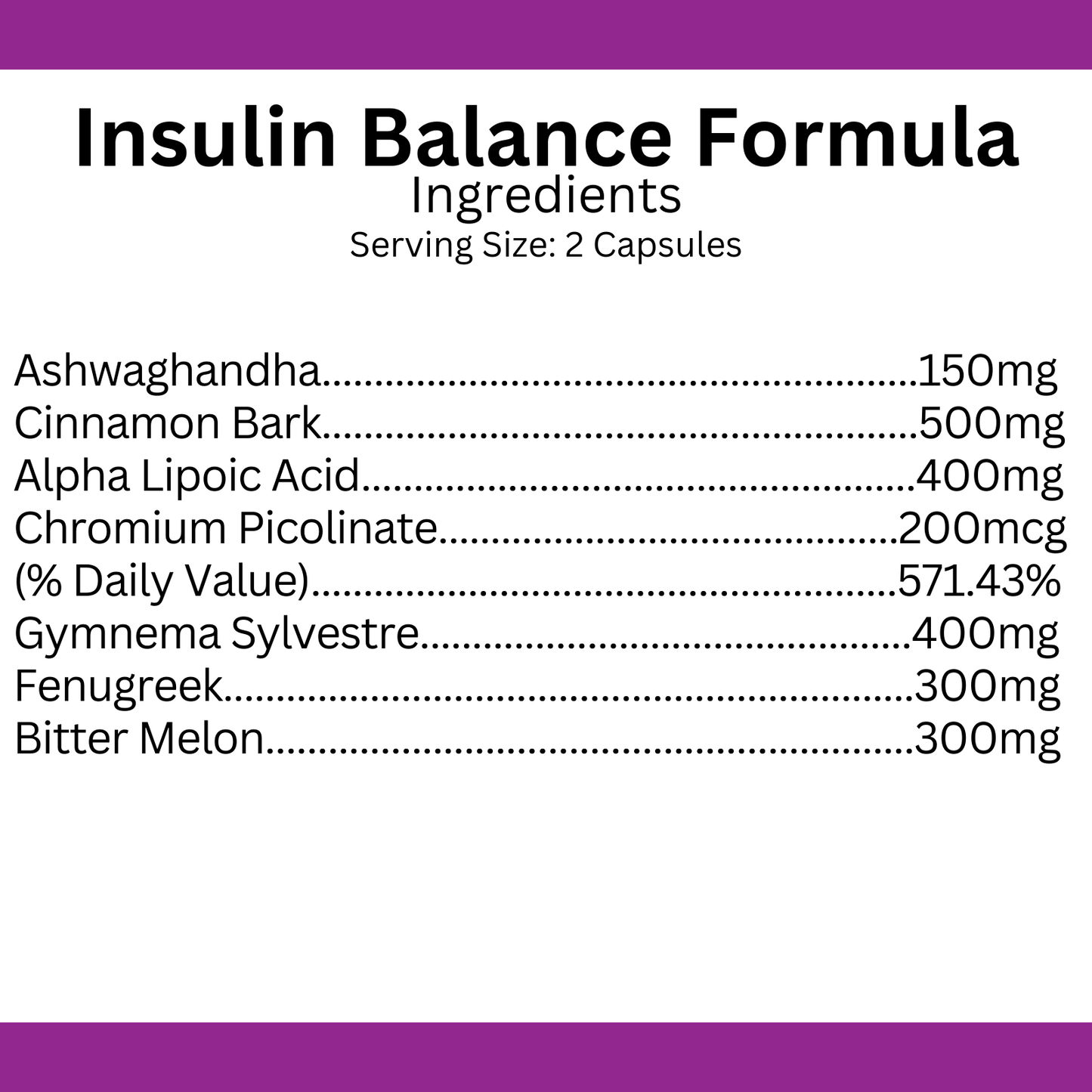 Insulin Balance Formula