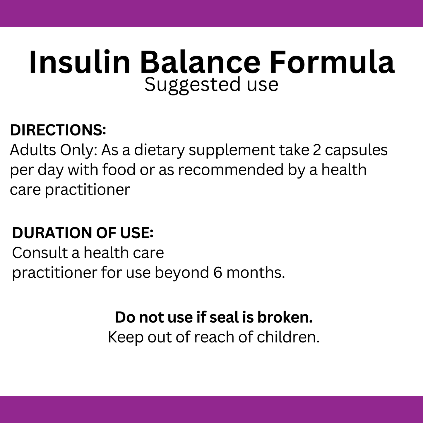 Insulin Balance Formula